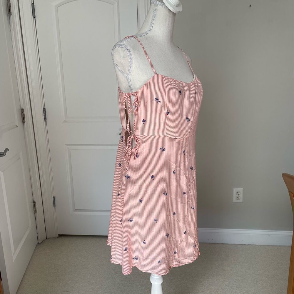 NWT Free People Garden Grove Pink and White Striped Palm Tree Print Slip Dress - Picture 5 of 12